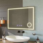 Oglinda LED Touch NIVERA Sistem Dezaburire, Ceas si Temperatura 80x60 cm Lupa Cosmetica