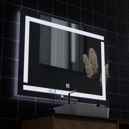 Oglinda LED Giga, 80x60cm, Argintiu, Touch, Lumina 6000K