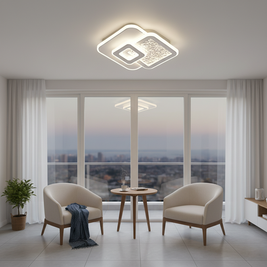 Lustra LED KOMPACTO 56W, 3 Patrate, lumina Rece/Calda/Neutra, Alb