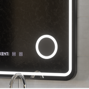 Oglinda LED Touch Ulrich Sistem Dezaburire, Ceas si Temperatura 60x80 cm Rama Negru Brushed Lupa Cosmetica