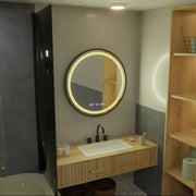 Oglinda LED Rotunda, 60cm, Celeste Majeste Noir Eleve MotionGlow Marcello, Sistem Dezaburire, Ceas & Termometru, Dimabila