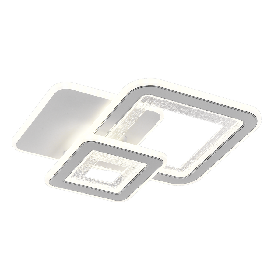Lustra LED SQUARE 57W, 3 Patrate, lumina Rece/Calda/Neutra, Alb