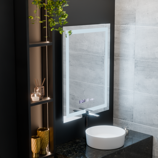 Oglinda LED Rectangulara, 75x90cm, Verite MotionGlow Marcello, Sistem Dezaburire, Ceas & Termometru, Dimabila