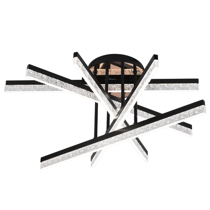 Lustra LED cu Telecomanda LT179/5BK, 67W, 5 Elemente, Lumina Rece/Clada/Neutra, Dimabila, Negru