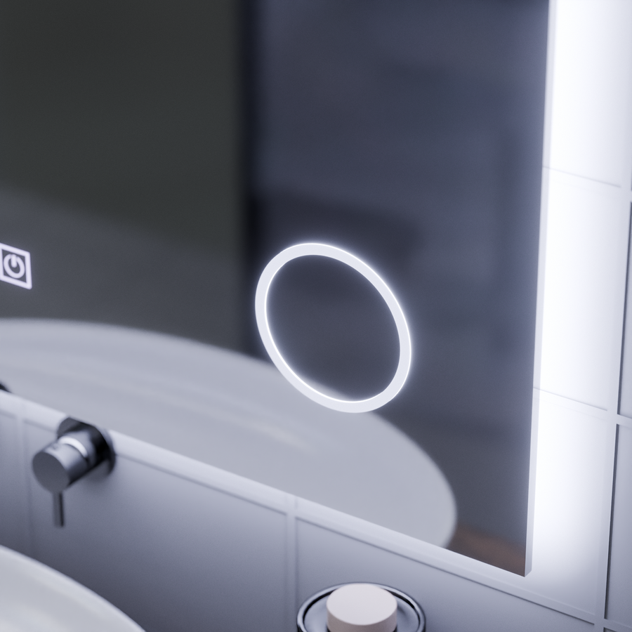 Oglinda LED Rectangulara, 80x60cm, Piano Touch, Sistem Dezaburire, Dimabila, Lumina Rece 6000K