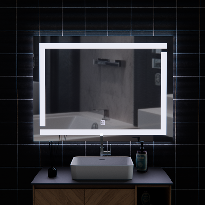 Oglinda LED Giga, 80x60cm, Argintiu, Touch, Lumina 6000K