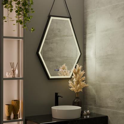 Oglinda LED Rectangulara, 55x70cm, Senzor MotionGlow Marcello, Sistem Dezaburire, Ceas & Termometru, Dimabila