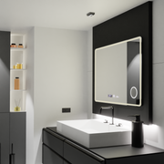 Oglinda LED Rectangulara 120x80 Aura Riflesso Puro MotionGlow Marcello, Sistem Dezaburire, Termometru si Ceas, Dimabila