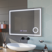 Oglinda LED Touch NIVERA Sistem Dezaburire, Ceas si Temperatura 80x60 cm Lupa Cosmetica