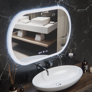 Oglinda LED Ovala, 80x50cm, Altera Senzor MotionGlow Marcello, Sistem Dezaburire, Ceas & Termometru, Dimabila