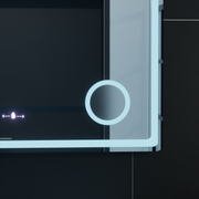 Oglinda LED Rectangulara, 90x60cm, Velour MotionGlow Marcello, Sistem Dezaburire, Ceas & Termometru, Lupa Cosmetica,  Dimabila