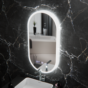 Oglinda LED Ovala, 50x100cm, Lucia Senzor Marcello, Sistem Dezaburire, Ceas & Termometru, Dimabila