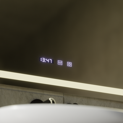 Oglinda LED Touch MODENA Sistem Dezaburire, Ceas si Temperatura 80x60 cm