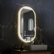 Oglinda LED Ovala, 50x100cm, Lucia Senzor Marcello, Sistem Dezaburire, Ceas & Termometru, Dimabila