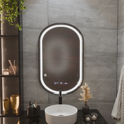Oglinda LED Touch Helmut Sistem Dezaburire, Ceas si Temperatura 50x90 cm Rama Negru Brushed Marcello Funghi