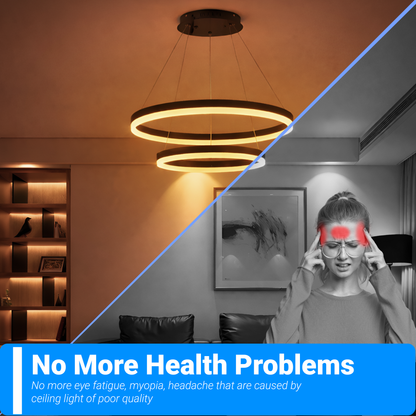 Lustra LED suspendata cu Telecomanda CASIANA 40W, 2 Cercuri, Lumina Rece/Calda/Neutra 3000K/4000K/6000K, Dimabila, Negru, Inaltime Reglabila, Metal si Acril