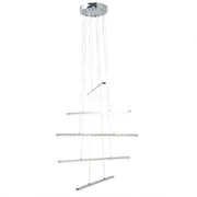 Lustra LED suspendata cu telecomanda si cristal LIBORIA 64W, lumina Rece/Calda/Neutra, Dimabila, Crom Lucios