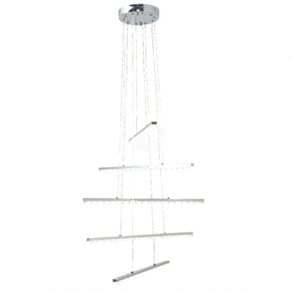 Lustra LED suspendata cu telecomanda si cristal LIBORIA 64W, lumina Rece/Calda/Neutra, Dimabila, Crom Lucios