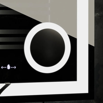 Oglinda LED Rectangulara, 80x80cm, Souverain MotionGlow Marcello, Sistem Dezaburire, Ceas & Termometru, Lupa Cosmetica, Dimabila