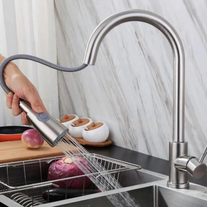 Baterie Bucatarie cu Dus Extractibil, Inox SUS304, Satinat, CF017