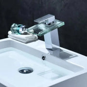 Baterie Lavoar, Aliaj si Sticla, Crom, Lumina RGB, Schimbare de culoare in functie de temperatura apei, OD3008