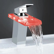 Baterie Lavoar, Aliaj si Sticla, Crom, Lumina RGB, Schimbare de culoare in functie de temperatura apei, OD3008