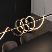 Lustra LED suspendata cu telecomanda RIBBON 64W, Liniara, lumina Rece/Calda/Neutra, Dimabila, Negru, Inaltime Reglabila