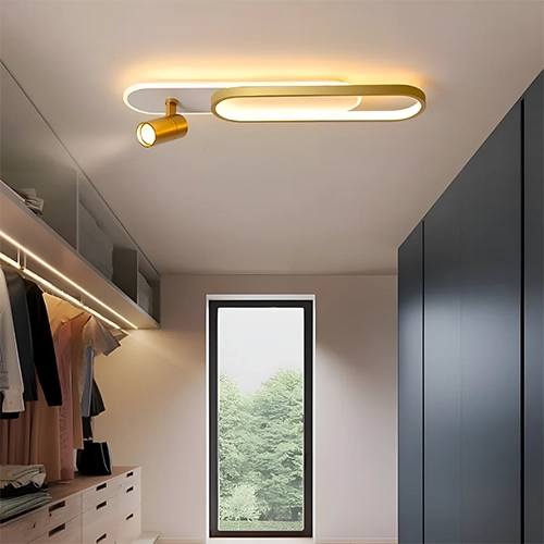 Lustra LED cu Proiector Reglabil FISSO Camilla, 48W, lumina Rece/Calda/Neutra 3000K/4000K/6000K, Auriu Lucios, Metal si Acril