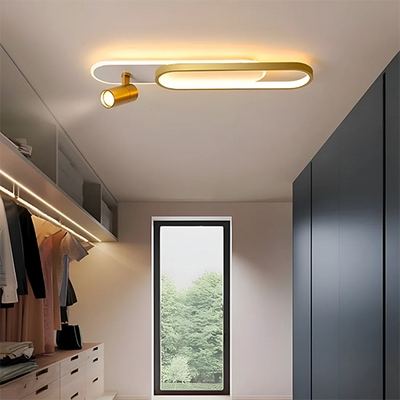 Lustra LED cu Proiector Reglabil FISSO Camilla, 48W, lumina Rece/Calda/Neutra 3000K/4000K/6000K, Auriu Lucios, Metal si Acril