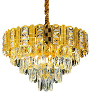 Candelabru Cristal  CATHERINE Eleganza 8xE14, Diametru 50cm, Auriu Lucios, Inaltime Reglabila