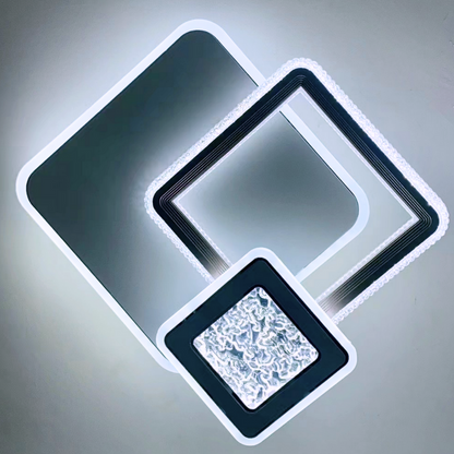 Lustra LED NYXORA  51W, 3 Patrate, lumina Rece/Calda/Neutra, Negru