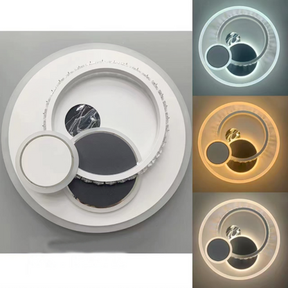 Lustra LED cu cristal HELIOX, 43W, 4 Cercuri, lumina Rece/Calda/Neutra, Alb