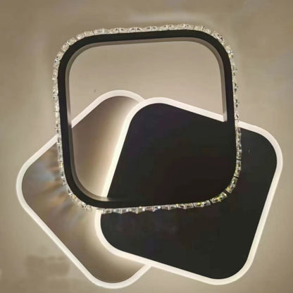 Lustra LED cu cristal  PRISMIQ 39W, 3 Patrate, lumina Rece/Calda/Neutra, Negru