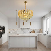Candelabru Cristal BUCKINGHAM Petito 3xE14, Diametru 30cm, Auriu Lucios, Inaltime Reglabila