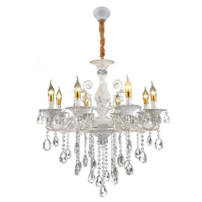 Candelabru Cristal SANSSOUCI Magno, 8xE14, Diametru 70cm, Alb