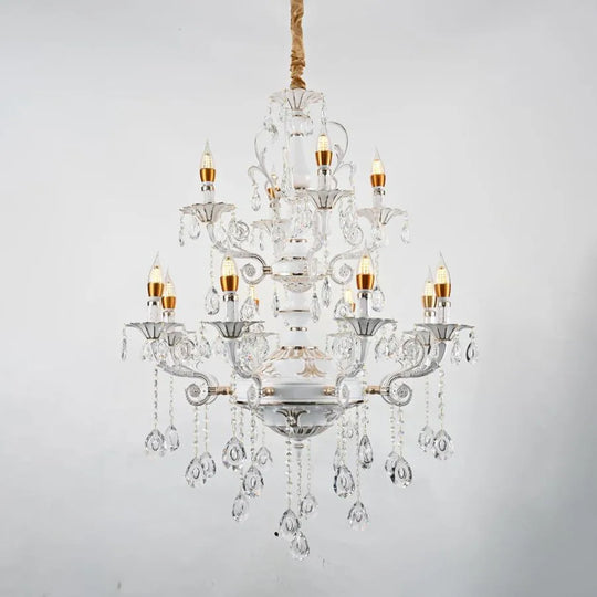 Candelabru Cristal Bruhier 12x E14, Diametru 75cm, Alb cu Auriu, Inaltime Reglabila Candelabre Clasice Default Title Alessandro Design