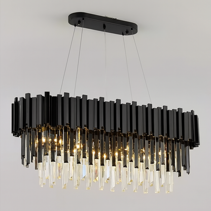 Candelabru Cristal BLOIS Eleganza 10xE14, Diametru 75cm, Negru, Inaltime Reglabila