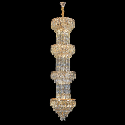 Candelabru Cristal IMPERIUM 45xE14, D55 cm, Auriu, Inaltime Reglabila, Metal si Cristal