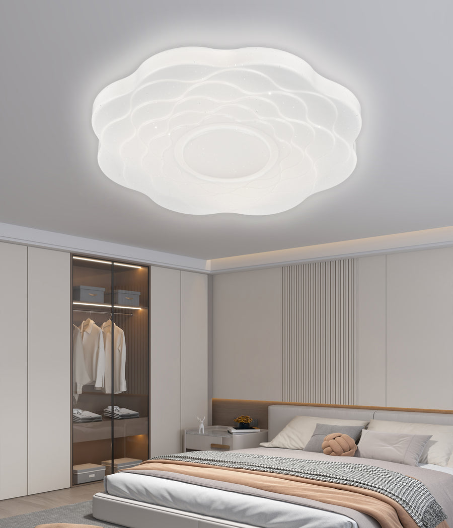 Plafonieră LED Floare 35 cm, 32W, 3000K / 4000K / 6000K, Alb, Metal si Acril