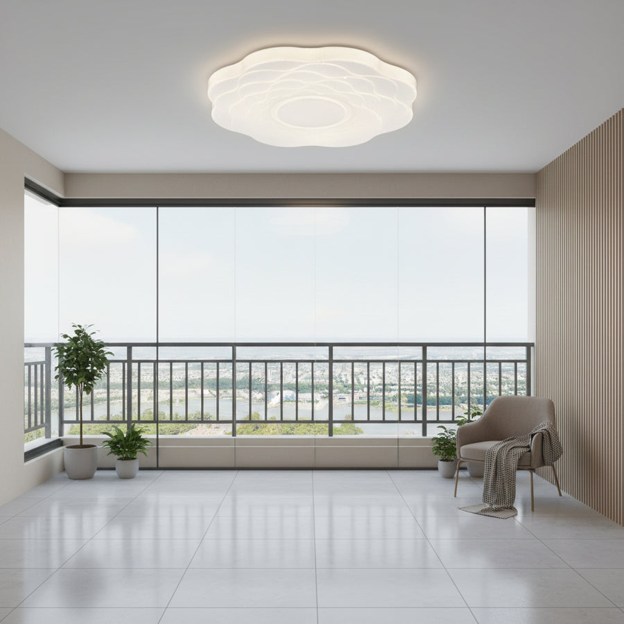 Plafonieră LED Floare 23 cm, 22W, 3000K / 4000K / 6000K, Alb, Metal si Acril