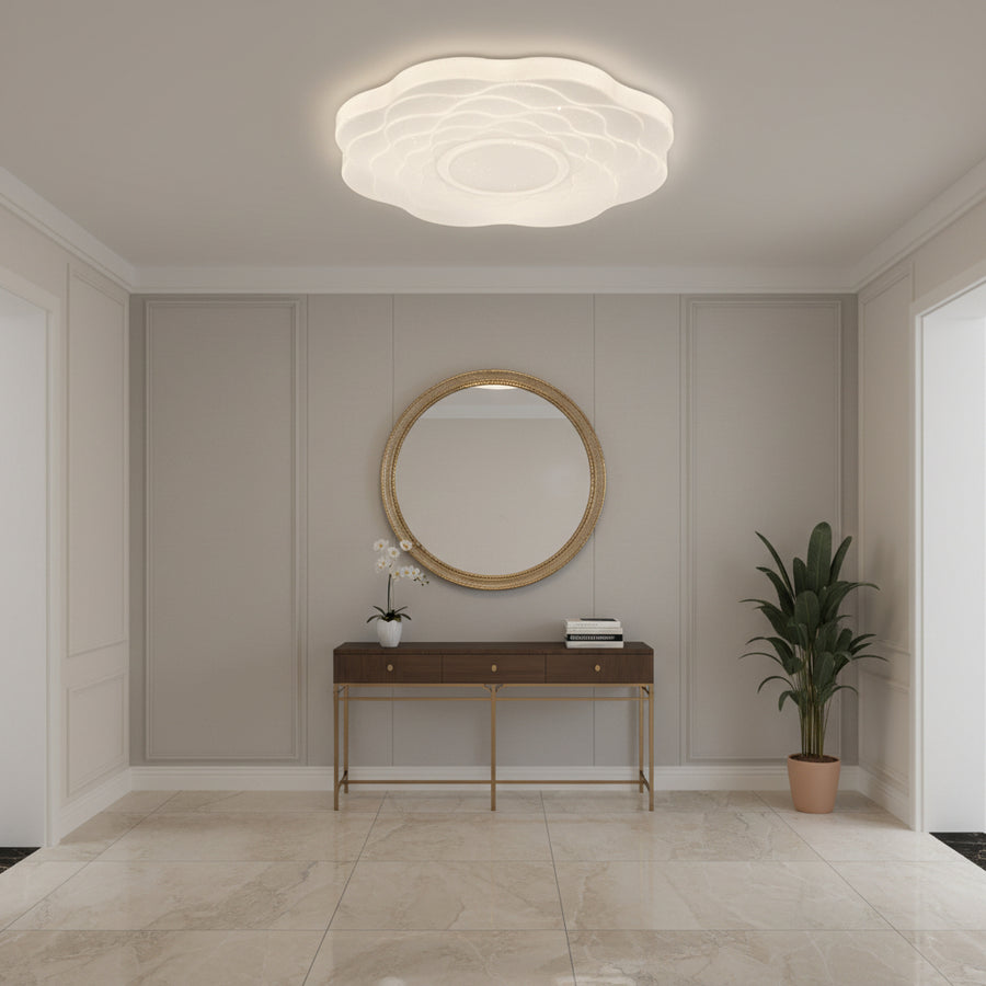Plafonieră LED Floare 23 cm, 22W, 3000K / 4000K / 6000K, Alb, Metal si Acril