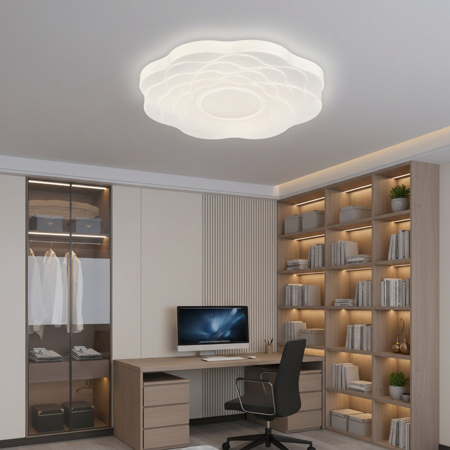 Plafonieră LED Floare 35 cm, 32W, 3000K / 4000K / 6000K, Alb, Metal si Acril