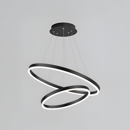 Lustra LED suspendata cu telecomanda CASIANA 40W, 2 Cercuri, lumina Rece/Calda/Neutra, Dimabila, Negru, Inaltime Reglabila