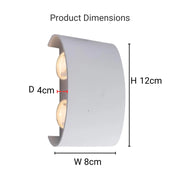 Fantas Aplica LED de Exterior si Interior, 4 Surse x 1W, IP65, Metalic, Alb, 3000K
