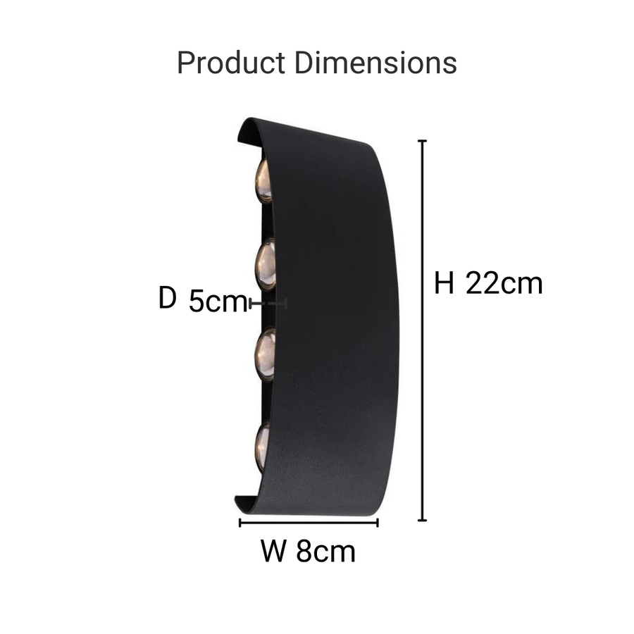 Fantas Aplica LED de Exterior si Interior, 8 Surse x 1W, IP65, Metalic, Negru, 3000K