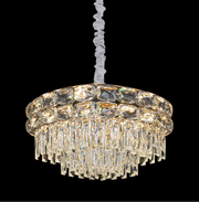 Candelabru Cristal LUCENT Eleganza 9xE14, D50 cm, Auriu, Inaltime Reglabila, Metal si Cristal