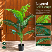 Planta Artificială Copac Tip Palmier Kentia, 12 frunze, 120 cm, Verde, cu Ghiveci