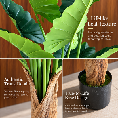 Plantă Artificială Tip Alocasia, 12 frunze, 150 cm, Verde