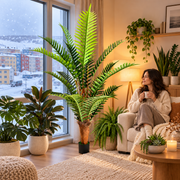 Planta Artificială Copac Tip Palmier Regal, 220 cm, 18 frunze, Verde, cu Ghiveci