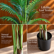 Planta Artificială Copac Tip Palmier Kentia, 3 tulpini, 17 frunze, 160 cm, Verde, cu Ghiveci